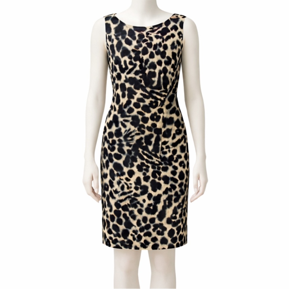 Leopard Print Sleeveless Silk Dress